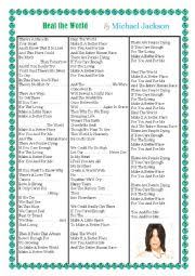 Heal The World Fill In Worksheet Esl Worksheet By Ituska