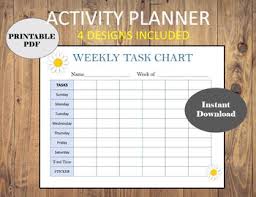 Task Chart Activity Tracker Weekly Planner Routine Chart