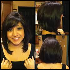 A long, inverted bob with bangs is the perfect haircut for ladies who like to turn heads. Concave Bob Concave Bob Hairstyles Pretty Hairstyles Concave Bob
