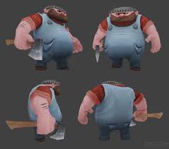 Lumberjack Modelsheet Jpeg 1024 904 Low Poly Character 3d Model Character Character Art