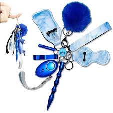 When activated, it will produce a sound louder th an any screaming. Safety Keychain Set For Woman With Personal Safety Alarm Pom Pom And Lip Balm Lanyard Wirstlet Key Chains Walmart Com Walmart Com