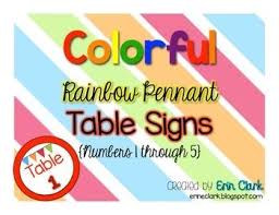 Colorful Rainbow Table Signs Table Signs Classroom Pennants Rainbow Table