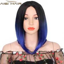 Synthetic hair is usually less expensive than natural hair wigs, so it could be the smart and economical option if you're interested in trying multiple styles. Shop Aisi Hair Synthetic Wigs Black Ombre Blue Wig Straight Short Hair For Black Women High Temperature Fiber Online From Best Full Cap Wigs On Jd Com Global Site Joybuy Com