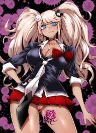 breasts cleavage danganronpa danganronpa: trigger happy havoc  danganronpa 1 gggg junko enoshima large breasts no panties pussy straight  hair tanned tanned skin upskirt 