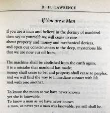 D H Lawrence If You Are A Man Poem A Day Poems Words