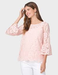 Ramona Lace Bell Sleeve Top Original Price 39 00 Available At Dressbarn Blusas De Encaje Blusas Encaje