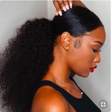 I used my nadula hair to achieve this look. Woman Wears Red Lipstick And Has Her Long Curly Hair In A Sleek Ponytail Tspa Cedar Falls Beauty School