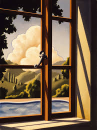 Kenton Nelson Window In A Guestroom Oil On Panel Kentonnelson Americanpainter Contemporaryart Oilpainting Pool Arc Window Art Window Illustration Art