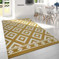 Teppich in gelb in verschiedenen nuancen im benuta onlineshop bestellen. Kurzflor Teppich Gelb Weiss Wohnzimmer Skandinavisches Design Rauten Muster Kaufen Bei Diva Teppich Center