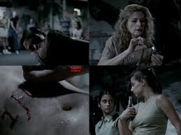 A group of teenagers under the guidance of a mother, abusing a girl