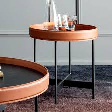 If you're looking for a convenient way to hide clutter, we recommend a storage coffee table. Contemporary Side Table Arena Calligaris Stained Wood Leather Metal Base