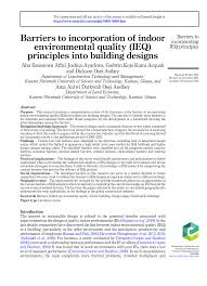 PDF) Barriers to incorporation of indoor environmental quality (IEQ)  principles into building designs