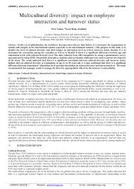 Check spelling or type a new query. Pdf Multicultural Diversity Impact On Employee Interaction And Turnover Status