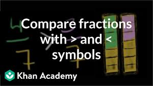 comparing fractions with and symbols video khan academy