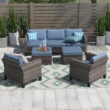 Fdw outdoor patio sofa furniture round retractable canopy daybed black wicker rattan do you want to chill and relax in your own home? Latitude Run Karma 5 Piece Rattan Sectional Seating Group With Cushions Wayfair Seating Groups Wicker Patio Furniture Outdoor Sectional Sofa
