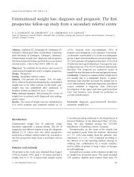 Pdf Unintentional Weight Loss Diagnosis And Prognosis The First Prospective Follow Up Study From A Secondary Referral Centre