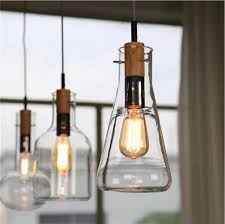 Shop glass pendants for style that's all yours and no one else's. Home Living Lighting Wood And Bottle Hanging Lamp