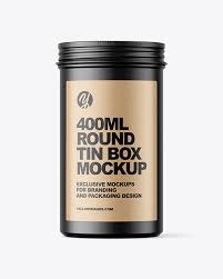 Place your design, logo, or sticker on a plastic bottle. 400ml Matte Round Tin Box Mockup In Can Mockups On Yellow Images Object Mockups