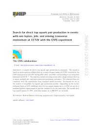 Báo mỹ thừa nhận có cơ hội gặp nhau giữa hai ông putin và biden ở baku. Pdf Search For Direct Top Squark Pair Production In Events With One Lepton Jets And Missing Transverse Momentum At 13 Tev With The Cms Experiment
