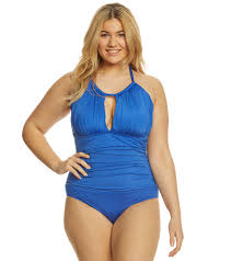 Kenneth Cole Reaction Plus Size High Neck One Piece Swimsuit