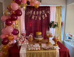 Burgundy Blush Pink Gold Color Scheme Birthday Spenny Birthday Celebration Catch My Party Gold Birthday Party Pink Gold Birthday 23rd Birthday Decorations
