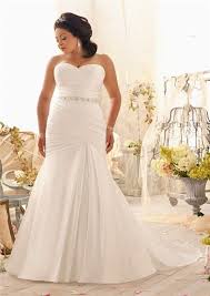 Mermaid Sweetheart Corset Back Ruched Satin Plus Size Wedding Dress With Pearls Sash Mori Lee Wedding Dress Curvy Wedding Dress Plus Size Wedding Gowns