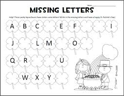 Missing Letters St Patrick S Day Abc Worksheet Abc Worksheets Kindergarten Abc Worksheets Alphabet Worksheets Preschool
