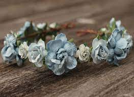 All of our artificial flower arrangements, plants and succulents are made of the highest quality real touch stems for the most realistic artificial flowers, in both look and feel. Dusty Blue Wedding Flower Crown Headband Wedding Flower Crown