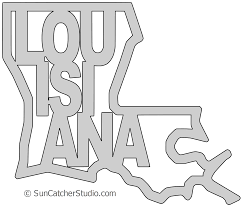 Louisiana Map Outline Printable State Shape Stencil Pattern Louisiana Map Louisiana Svg Scroll Saw Patterns Free