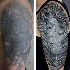 An Insane Cover Up Done By Visionstoskin Out Of 7 Train Tattoo Train Tattoo Cover Up Tattoos Tattoos
