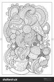 Sweet Dessert And Coffee Cup Doodle Illustration For Coloring Pattern Coloring Pages Food Coloring Pages Coloring Pages