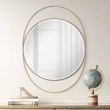 2 round mirrors on wall. Possini Euro Ciara Gold 27 1 2 X 39 Oval Wall Mirror 66e20 Lamps Plus Gold Mirror Wall Oval Wall Mirror Mirror Wall