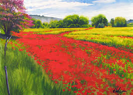 Today i am painting colorful flower field painting from project 100 days / day #60 in easy technique for beginners using acrylic. Step By Step Watercolor Painting Demonstration Poppy Fields Near Ventabren By John Hulsey The Artist S Road