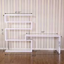 Homcom Foldable Rotating Corner Desk And Shelf Combo White Home Office Storage Rotating Corner Desk With Home Office Storage Desk Shelves Home Office Design