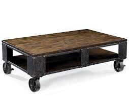 Magnussen milford coffee table in weathered charcoal and gunmetal. Magnussen Home Pinebrook 1264356 Rectangular Cocktail Table With Wheel Feet Dunk Bright Furniture Cocktail Coffee Tables