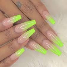 Let me show you all about this new trend! Lime Green Ombre Nails Green Nails Coffin Nails Designs Ombre Acrylic Nails