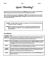 This second document adds a few extra skills and provides some practice examples, which will absolutely improve the sophistication section on. Integrating Or Blending Quotes By Activity Based Learning Tpt