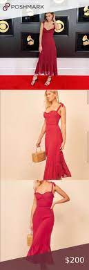 Nwt Reformation Nikita Midi Dress Rhubarb 12 Midi Dress Midi Length Dress Dresses