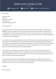 Example Of An Entry Level Cover Letter Job Cover Letter Writing A Cover Letter Cover Letter For Resume