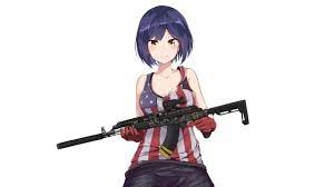 Weitere ideen zu anime, krieger mädchen, anime waffe. Anime Girl Tsukino Mito Virtual Youtuber With Gun Anime Girl Gun Hd 2560x1440 Wallpaper Teahub Io