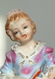 Pair Figurines Musicians Boy Playing Flute Girl Singing