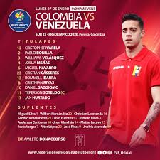 Descubre el más completo reporte del partido. Fvf On Twitter Vinotintosub23 Asi Jugara Venezuela Vs Colombia Preolimpicocolombia2020 Vinotintosub23 Fvf