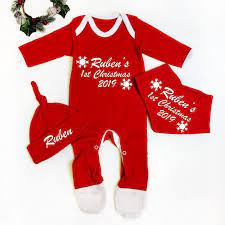 It seemed like all the lights and decorations just came out of thin air. Personalised Baby S First Christmas Set