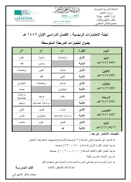 Ø¬Ø¯ÙˆÙ„ Ø§Ø®ØªØ¨Ø§Ø±Ø§Øª Ø§Ù„Ù…Ø±Ø­Ù„Ø© Ø§Ù„Ù…ØªÙˆØ³Ø·Ø© 1442 Ù„Ù„Ù…Ø¯Ø§Ø±Ø³ Ø§Ù„Ø³Ø¹ÙˆØ¯ÙŠØ© Ù…ÙˆÙ‚Ø¹ Ù…Ø­ØªÙˆÙŠØ§Øª