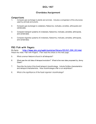 Biol 1407 Chordates Assignment Comparisons