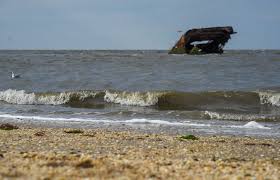Take sunset blvd two miles until it ends at a parking lot on the beach. Concrete Ship Picture Of The Day