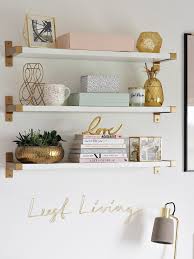 White Gold Office Black White Gold Office Decor Work Spaces Gold Office Reveal White In 2020 White Gold Office Shelves Over Couch Shelves In Bedroom