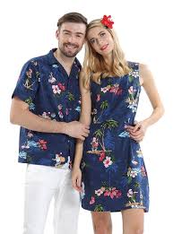 Couple Matching Hawaiian Luau Cruise Christmas Outfit Shirt Dress Santa Red Navy Santa Ca187c3d4e2 Hawaiian Outfit Luau Outfits Classy Christmas Outfit