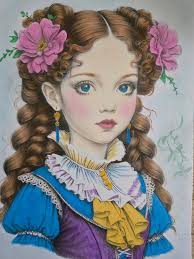 Nostalgic Portraits 2 ~ DreamWorldColoring ~ Yvon Meerstra Prismacolor; Pan  Pastels; Fluorescent Acrylic Powder; White Posca
