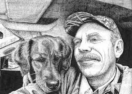 Forester and His Dog Greeting Card by Timothy Livingston